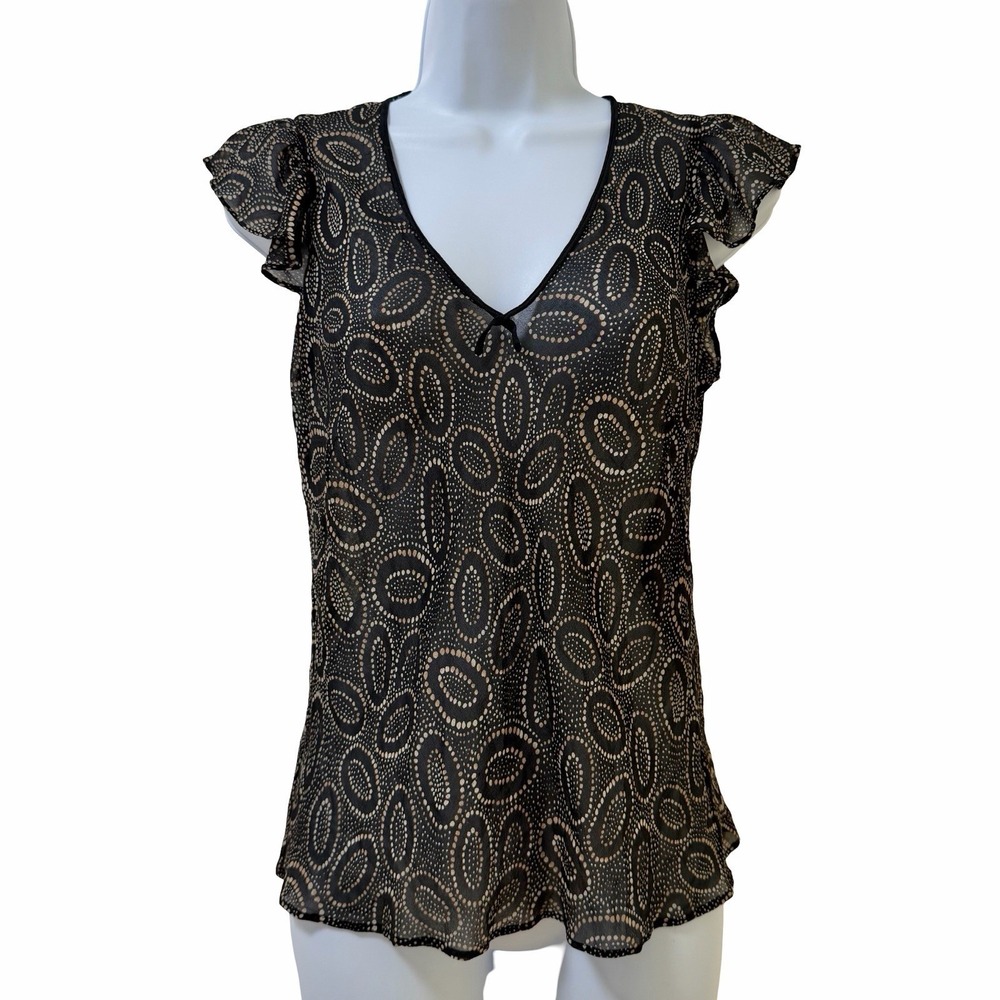 VTG Studio M‎ Womens Silk Y2K Sheer Top Size S Black Whimsigoth Fairy Grunge